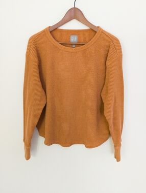 GAP Waffle Knit Ribbed Crewneck Top Size Large